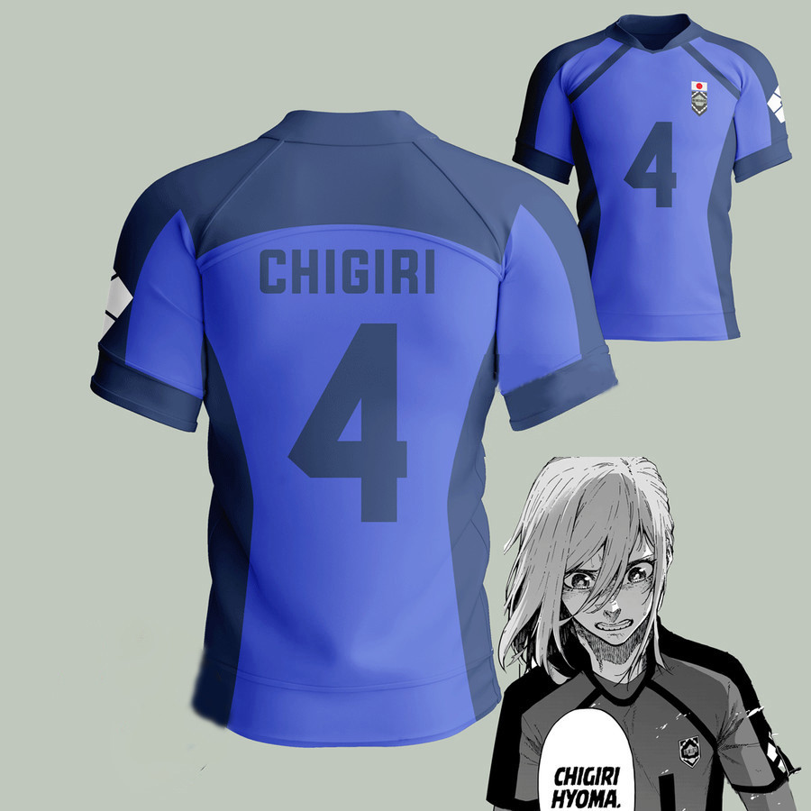 Jersey Anime Cosplay Blue Lock Team Eleven Chigiri Hyoma xu hướng Áo thun ngắn tay in 3D