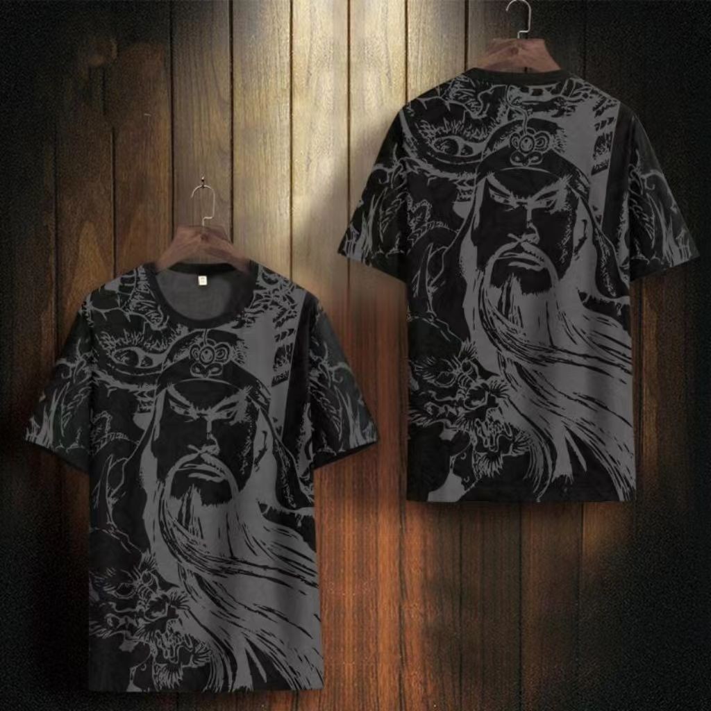 Trung Quốc Phong Cách Mùa Hè Hợp Thời Trang Guan Yu In Mô Hình Của Nam Giới Giản Dị Ngắn Tay Áo Mát Mẻ Thông Minh Cổ Tròn Ngắn Tay Áo T-Shirt