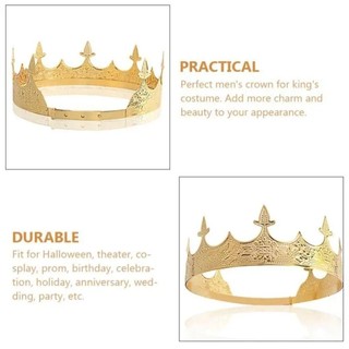 HARRIETTLO King Crown, Bar Mitzvah Hair Hoop Prince Crowns, Tính khí Headband Western Cosplay Pros Vòng Tiaras Trang sức tóc