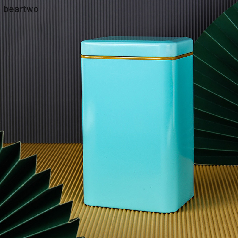 < Beartwo > Hộp đựng trà vuông cổ điển bằng kim loại Hộp đựng thực phẩm kẹo có nắp hộp đóng gói Hộp đựng đẹp