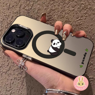 Vỏ Từ Tính Họa Tiết Gấu Trúc Dễ Thương Cho Vivo Y28s Y03 Y200 Y200i Y38 T3X 5G V30 V29 Lite IQOO Z9 Turbo Z9X Z8 X100 Ultra Ốp Lưng Sạc Không Dây Từ Tính