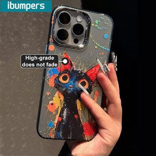 ibumpers ốp lưng Iphone đẹp Hàn quốc mèo graffiti in hình ốp điện thoại IMD cứng trơn chống bẩn chống sốc cho Iphone 15 14 12 13 11 pro max