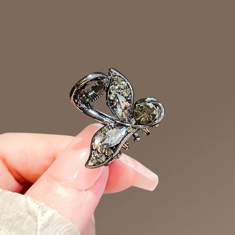 Mauropoli [Sẵn sàng] Kẹp tóc cá đính đá tinh tế Kẹp tóc nhỏ bằng kim loại sang trọng Kẹp tóc bên nhỏ Nổ gãy Kẹp tóc cá mập nhỏ