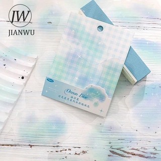 Jianwu Nổi Ngôi Sao Và Mặt Trăng Series Màu Nước Cảnh Quan Chất Liệu Cắt Dán PET Nhãn Dán Sáng Tạo DIY Tạp Chí Văn Phòng Phẩm