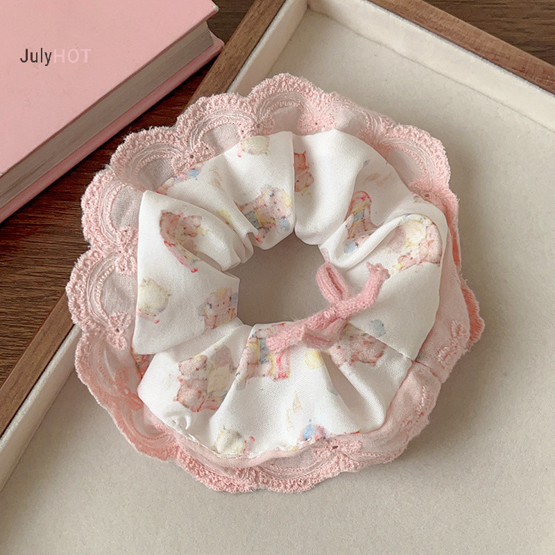 Julyhot Thanh Lịch In Ren Cạnh Rộng Scrunches Dành Cho Nữ Cô Gái Dây Buộc Tóc Ngọt Ngào Dễ Thương Tinh Tế Tóc Thời Trang Phụ Kiện Tóc Quà Tặng Massivedeals