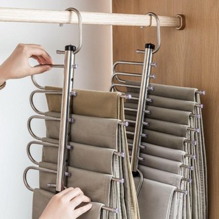 [Còn hàng] Móc treo quần ma thuật HABITATCO, Giá treo quần gấp đa chức năng tiết kiệm không gian, Móc treo liền mạch 5 / 9 lớp Móc sắp xếp tủ quần áo