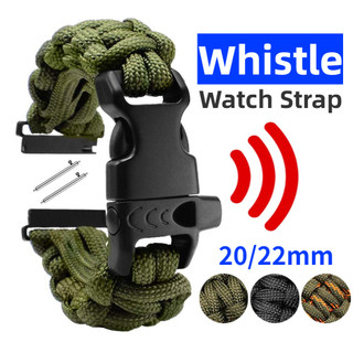 Còi ngoài trời Dây đeo đồng hồ bằng vải 2 trong 1 20mm 22mm Dây đồng hồ Nylon Dây dù Dây vải bện Vòng đeo tay cho nam Dây đeo đồng hồ thông minh Thể thao đa năng