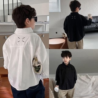 [DOUDOU KID] SM03 Áo Sơ Mi Thêu Lưng Bé Trai Đẹp 11-36kg,Chất Thô Hàn Cotton Đẹp