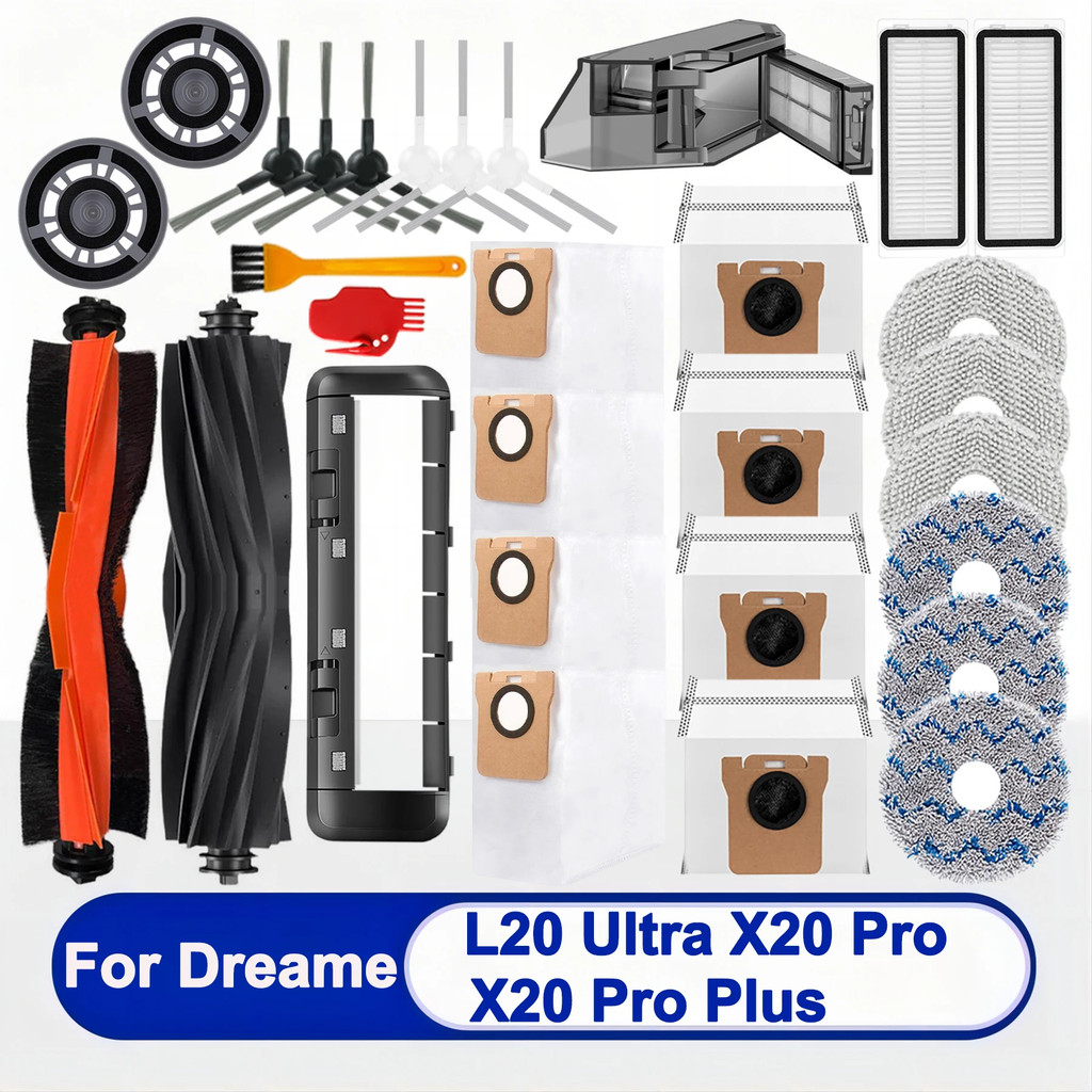 Dreame Bot L20 Ultra, L30 Ultra, X20 Pro X20 Pro Plus Main Side Brush, Rag, Filter, Dust Bag