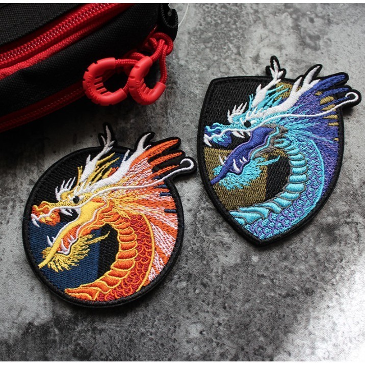 Patch vải velcro đầu rồng dán ba lô, nón , quần áo , túi xách _retro