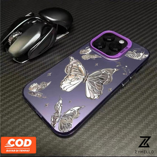 Ốp Lưng Cho OPPO A6 PRO A3X A3 PRO A80 A18 A17 A79 A38 A57 A60 A77S A58 A78 A98 A54 A76 A96 A16 A15 A9 2020 A5 2020 A7 A5S A12 A93 A94 A17K Vỏ Điện Thoại TPU Chống Sốc Bướm Kim Loại
