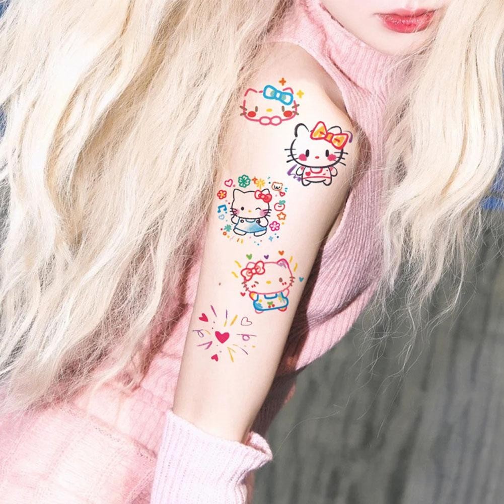 Hình Xăm Hoạt Hình Dán Kawaii Sanrio Hello Kitty Hình Xăm Chống Thấm Nước L6z7