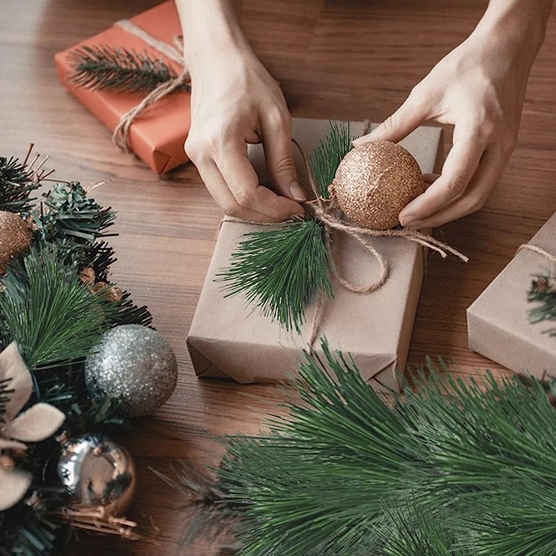 Cây Giáng Sinh Nhân Tạo Thông Kim Nhánh Số Lượng Lớn Giáng Sinh Bush Frost Phong Cách Trang Trí Bánh Cưới