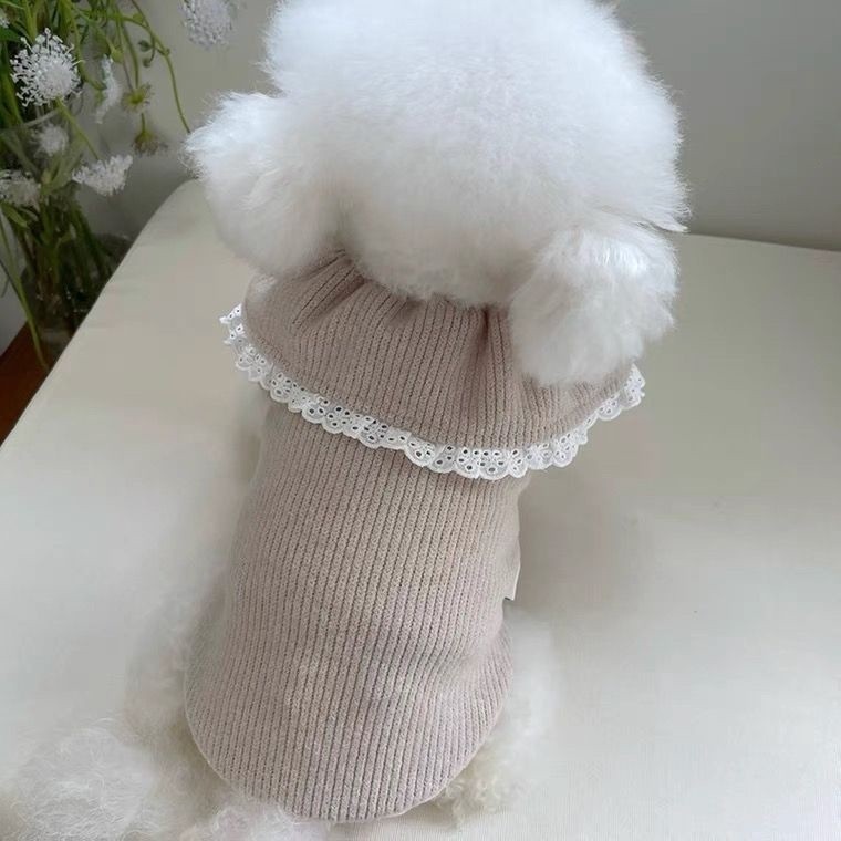 Áo len ren mùa thu đông, thích hợp cho quần áo thú cưng cho chó nhỏ như Bichon, Teddy