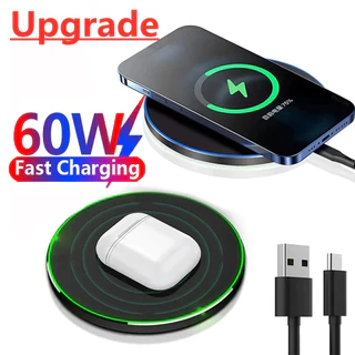 Bộ sạc không dây 60W Tai nghe điện thoại USB Bộ sạc nhanh Sạc nhanh QC 3.0 cho iPhone 14 13 12 11 XS XR X 8 Samsung S22 S21 S20