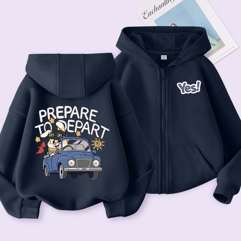 Áo Hoodie bé trai thời trang có xe hơi Áo hoodie khóa kéo dáng rộng thường ngày in hình hoạt hình cho trẻ em