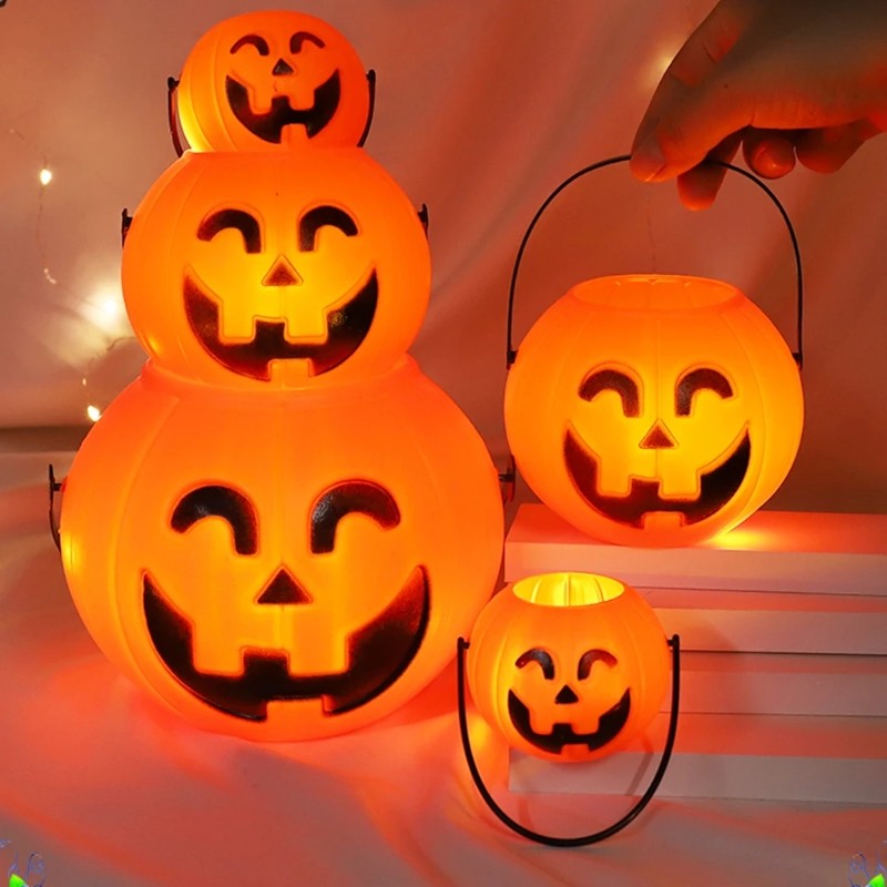 Halloween Sân Trang Trí Đạo Cụ Bí Ngô Xô Kẹo Xô Giá Đỡ Xô Giỏ Mini