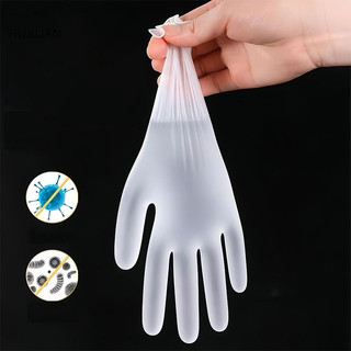 Huxuan 50 / 100 Chiếc Găng Tay Cao Su Miễn Phí TPE Găng Tay Dùng Một Lần Trong Suốt Axit Chống Trơn Trượt An Toàn Làm Việc Cấp Thực Phẩm Găng Tay Vệ Sinh Gia Đình RFT