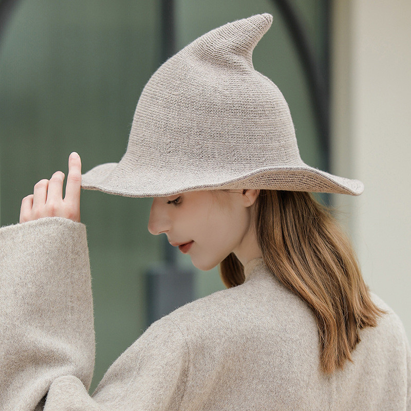 Sợi Cotton Đan Phù Thủy Halloween Mũ Phù Thủy Steple Có Thể Gập Lại Mũ Ma Thuật