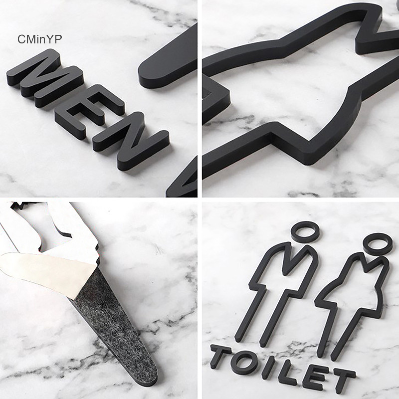 Cminyp Acrylic Phòng Vệ Sinh Ký Tấm Tùy Chỉnh Cửa WC Dán Tường Nhãn Dán Đơn Giản Phòng Tắm Biển Hiệu Dành Cho Nam Nữ Vệ Sinh Chỉ Báo Vinh Quang