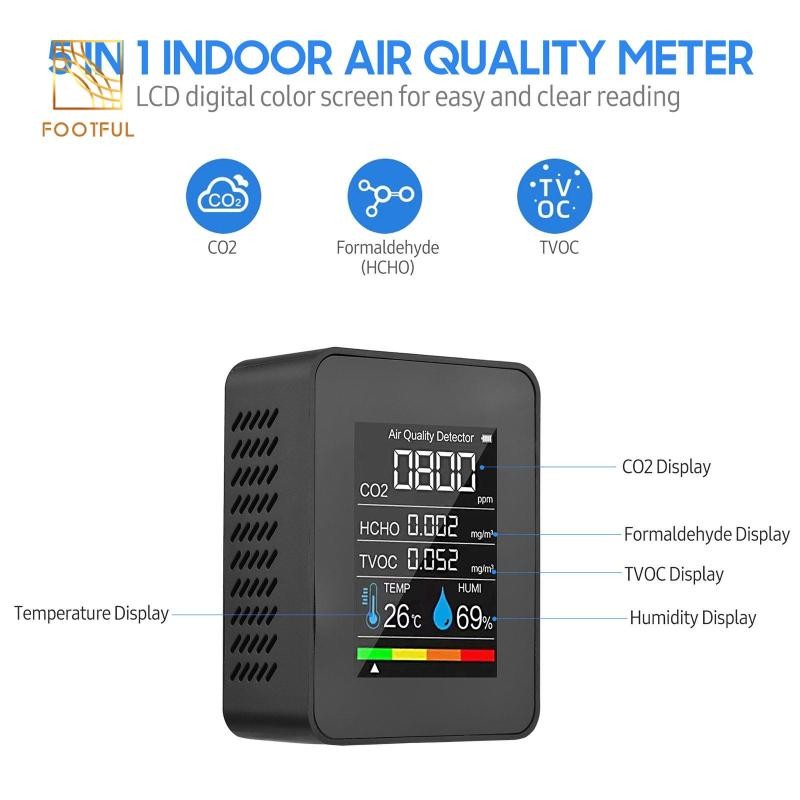 Máy kiểm tra chất lượng, màn hình, Máy phân tích CO2 cao cho sân,máy đo co2 trong nhà, Phát hiện trong nhà và ngoài trời Thử hcho tvoc pm2.5 / 1.0 / 10