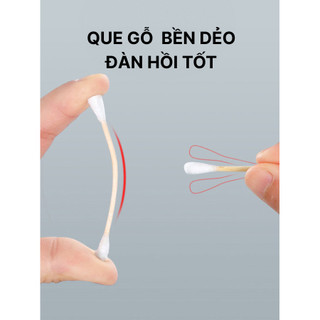 Hộp 500 tăm bông ngoáy tai AMI thân gỗ 2 đầu xoắn tiệt trùng thân thiện môi trường #A92