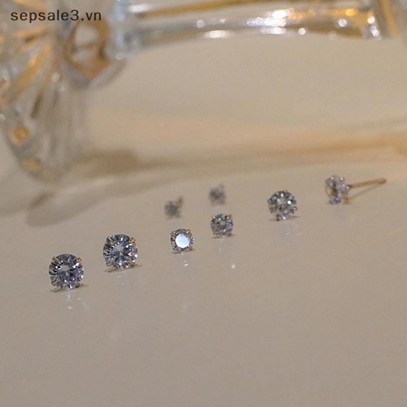 # VN # 1 Đôi Bạc Cổ Điển Bốn Prong Bông Tai Zircon Đơn Giản Cho Nữ.