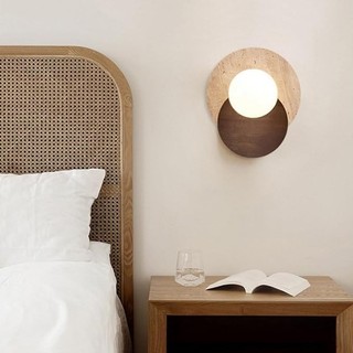 AIMI Đèn Tường Màu Vàng Travertine Gỗ Chắc Chắn Nhựa Hình Cầu Đèn Treo Tường Giữa Thế Kỷ Trang Trí Nhà Cho Phòng Khách Phòng Ăn Phòng Ngủ