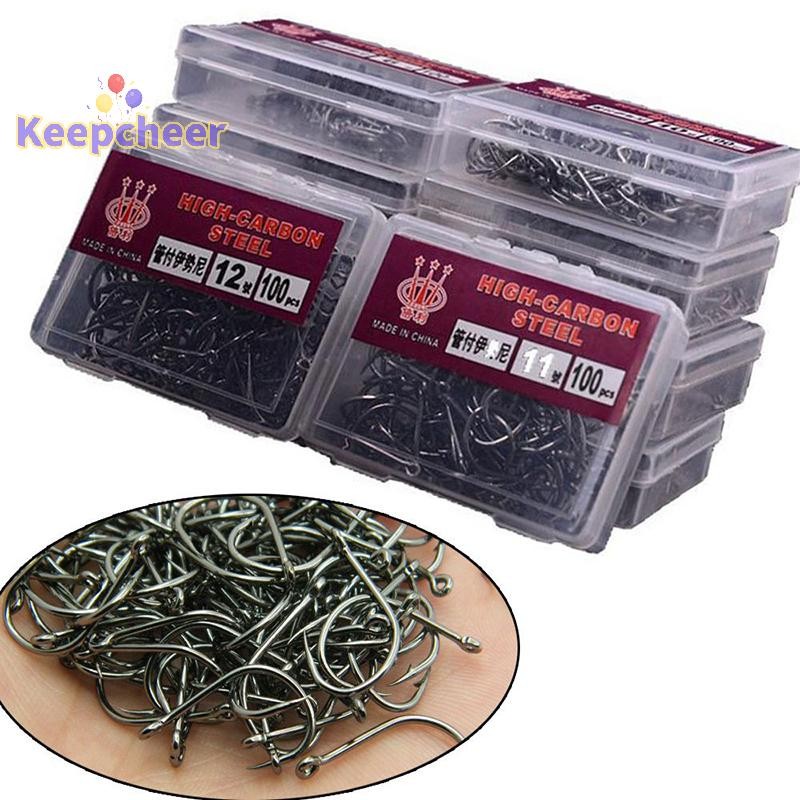 [Keepcheer] 1 Hộp Móc Câu Cá Vòng Tròn Thép Carbon Cao Cấp Nước Ngọt Fishhook Lỗ Cá Chép Mạnh Mẽ Giải Quyết Cá Chất Lượng Cao [Mới]