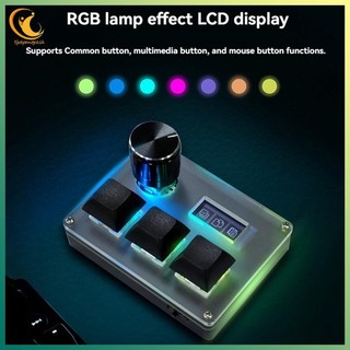 [Ygdgentgklh.vn] Bàn phím chơi game OSU 3 phím có dây, công tắc xanh, màn hình núm, RGB, phím Copy/Paste