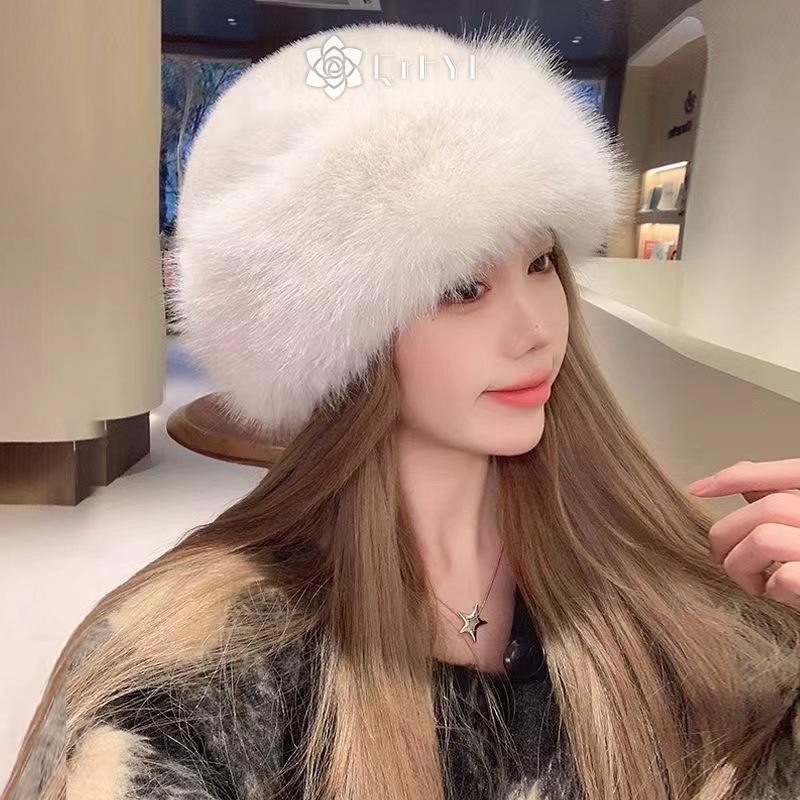 Qrhyk Thu Đông Nữ Thời Trang Mũ Nón Mũ Mông Cổ Mũ Không Vành Sang Trọng Lông Tơ Trượt Tuyết Cưỡi Mũ Ấm Mới