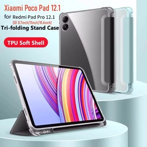 Ốp lưng RedMi Pad Pro 12.1 inch có chân đế gấp ba chân Xiaomi Poco Pad 12.1 Vỏ cho RedMi Pad SE 11 inch 8.7 inch 4G 2024 Vỏ máy tính bảng
