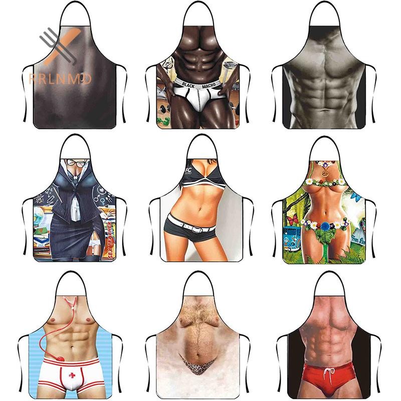 Rrlnmd Muscle Man Gợi Cảm Người Phụ Nữ Ngộ nghĩnh Nhà Bếp Tạp Dề Cho Người Phụ Nữ Trang Trí Nhà Cửa Quà Tặng MỚI