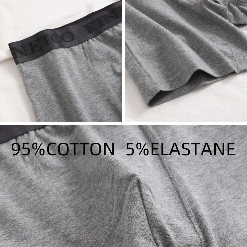 Ảnh Finetoo Quần Đùi Cotton Nguyên Chất Cho Nam Quần Lót Thoáng Khí Trung Bình Boxer Quần Lót Hấp Thụ Và Kháng Khuẩn S-XXL 3