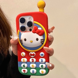 Mèo Kitty Dễ Thương Màu Đỏ Cho IPhone 16 15 12 13 14 Pro Max Phim Hoạt Hình Kitty Ốp Lưng Điện Thoại Cảm Ứng Sáng Tạo Vỏ Mềm