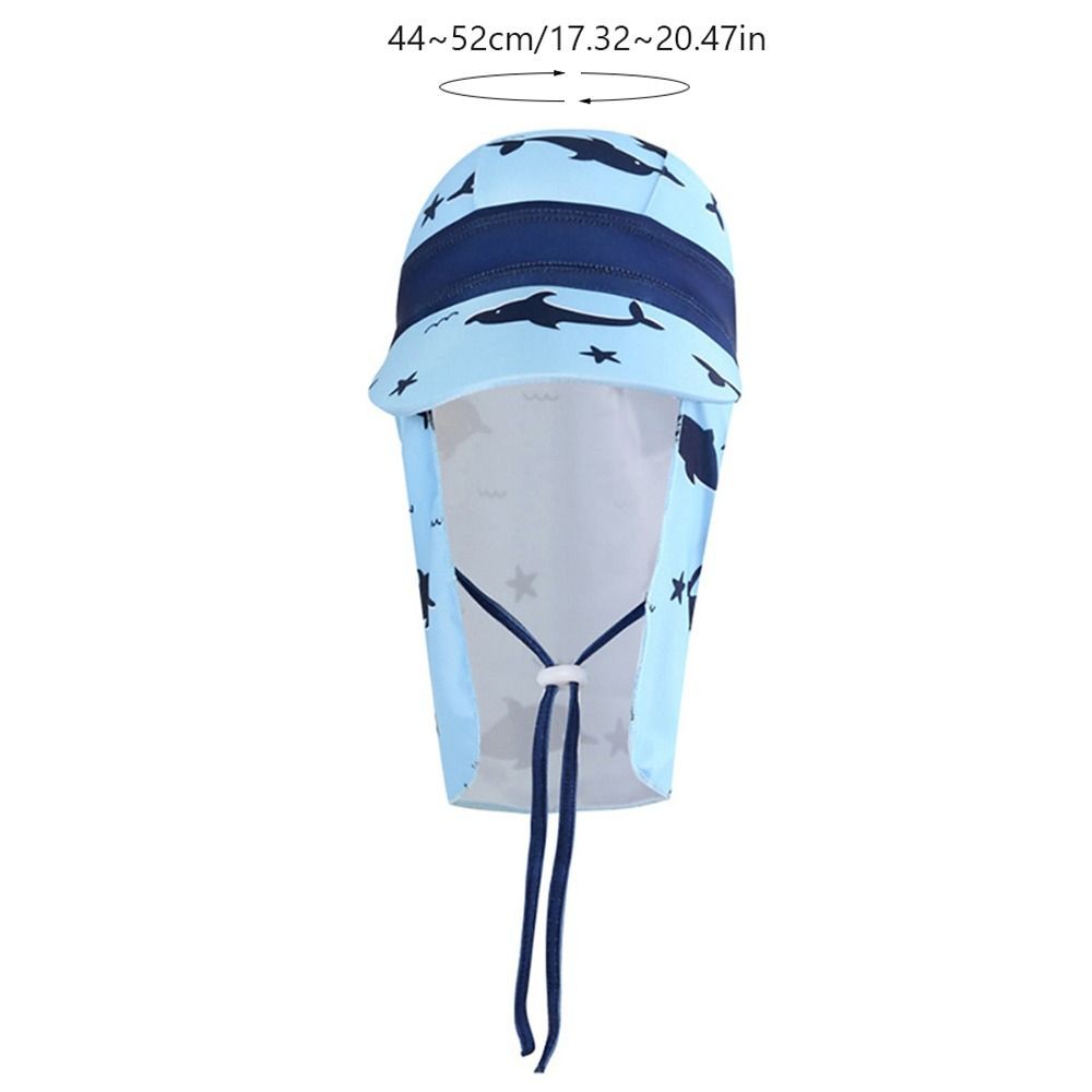 Mũ bơi trẻ em HOBBYIN, Mũ che nắng vành lớn chống tia cực tím chống gió, Phim hoạt hình có thể điều chỉnh thoáng khí Bảo vệ cổ Mũ chống tia cực tím Bể bơi