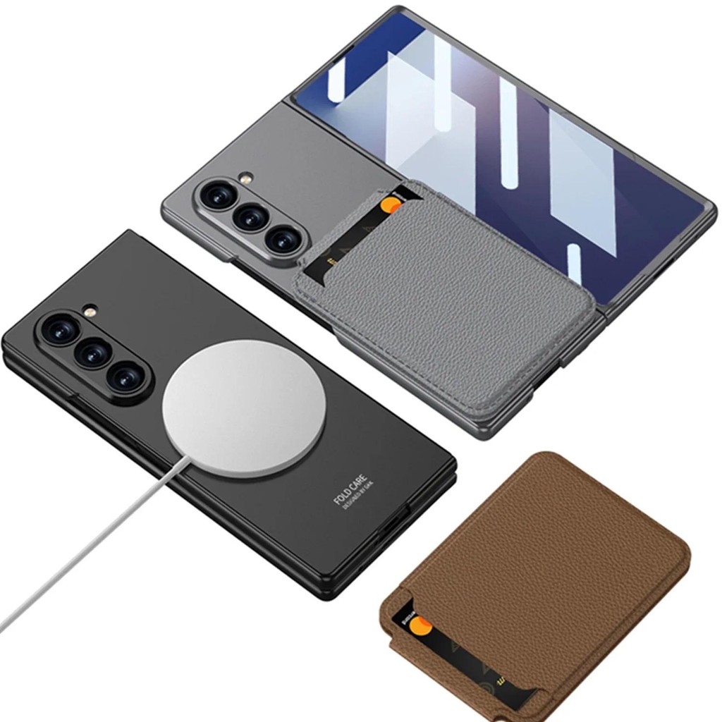 Ốp Điện Thoại Giá Đỡ Thẻ Có Thể Tháo Rời Cho Samsung Galaxy Z Fold 7 6 Fold7 Fold6 Có Vỏ Bảo Vệ Phim Cường Lực