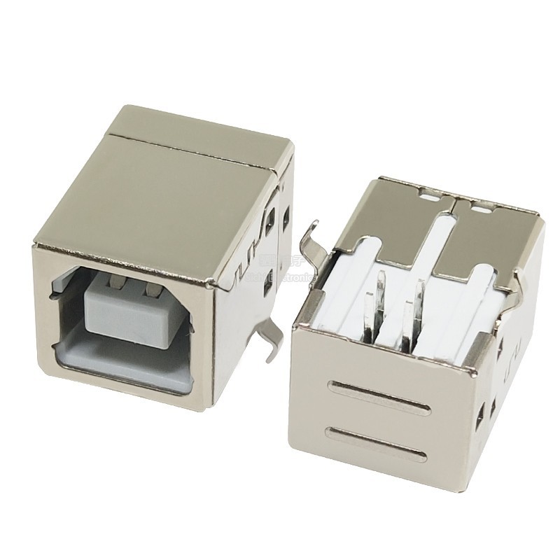 Máy in đầu vuông cổng vuông dọc USB-B Giá đỡ nữ 90° Giao diện cao su trắng loại D cong trong dòng BF-180 độ