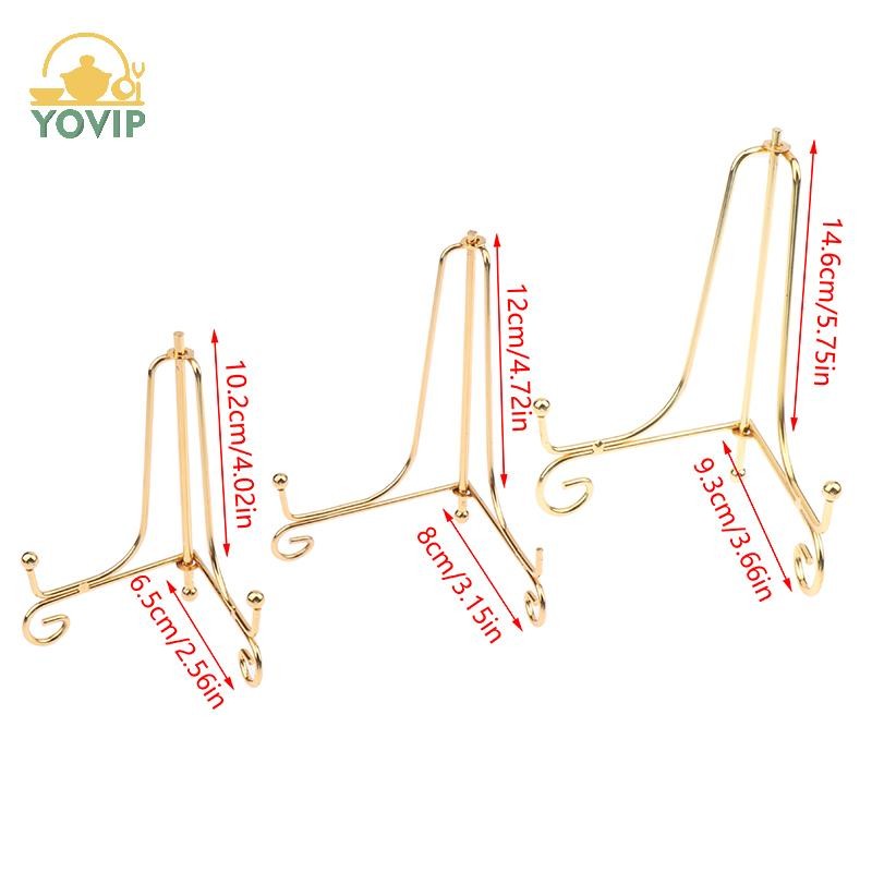 YOVIP Vàng Sắt Trưng Bày Đứng Thủ Công Giá Đỡ Sách Ảnh Bệ Bát Đĩa Khung Đĩa Hình Giá Rẻ Lưu Trữ Trang Trí VN