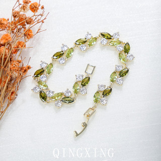 Châu Âu Mỹ ins Phong Cách Mới Olive Xanh Zircon Vòng Tay Nữ