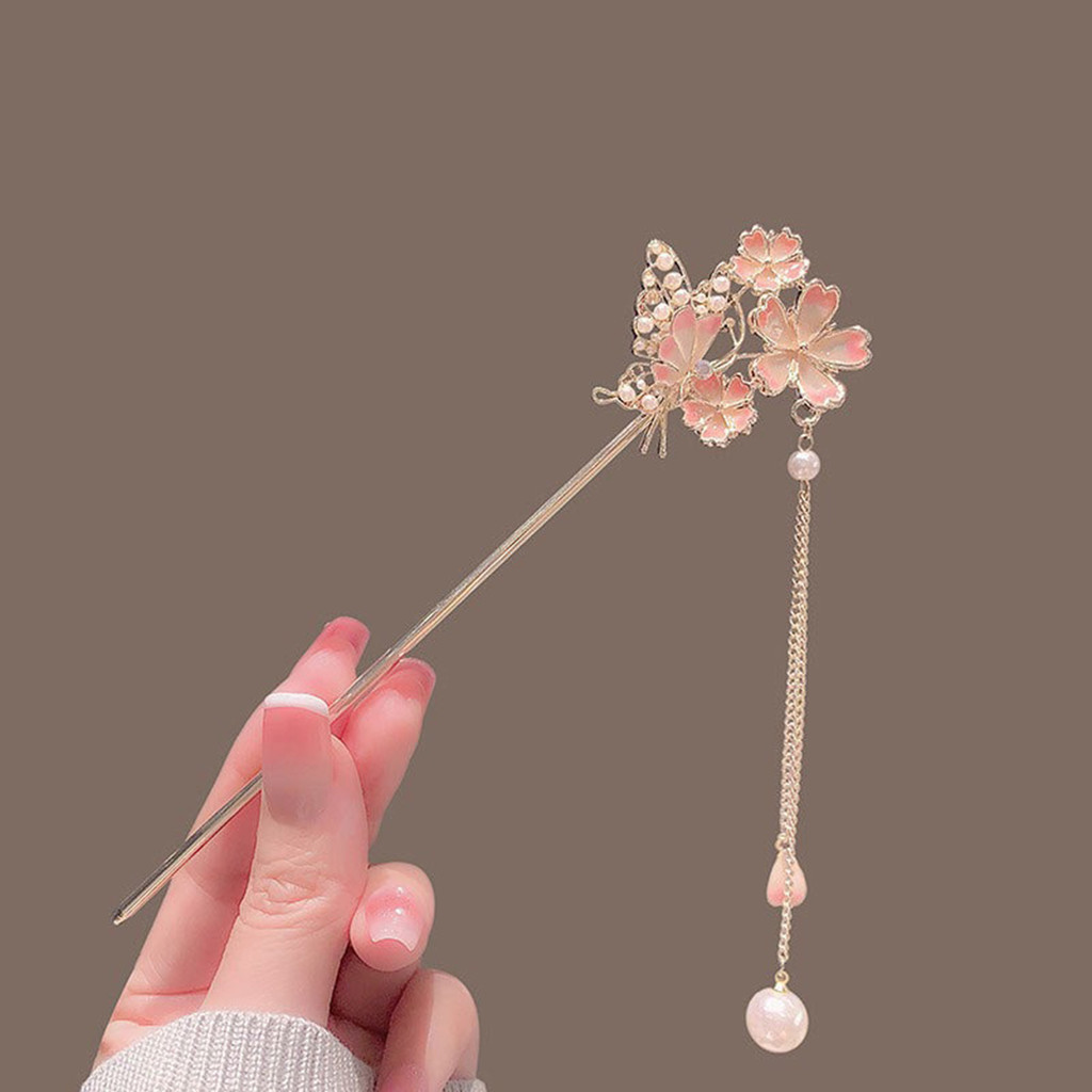 Phụ kiện tạo kiểu tóc thanh lịch - Tóc chignon dài thẳng với tua rua handmade