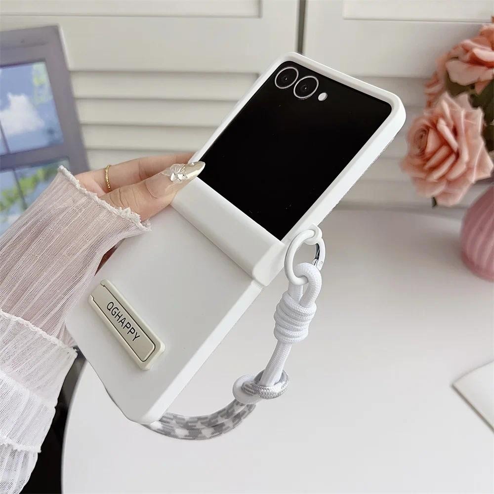 Dây đeo cổ tay Bản lề Giá đỡ bảo vệ Gradient Màu kẹo Vỏ điện thoại cho Samsung Galaxy Z Flip7 Flip6 Flip5 Flip 7 6 5 4 3