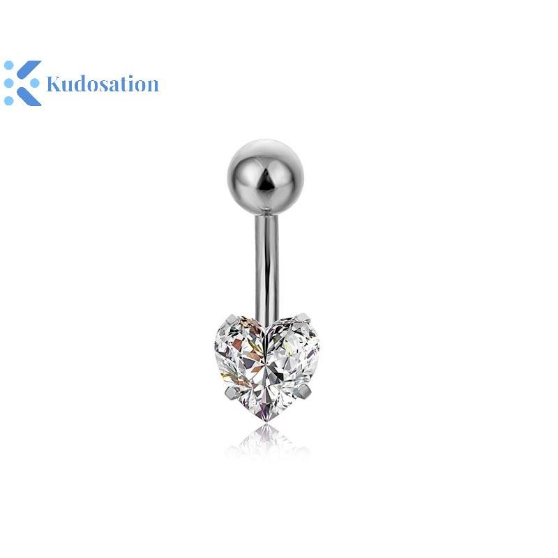 Kudosation Pha Lê Zircon Cơ Thể Trang Sức Bụng Nút Nhẫn Thép Không Gỉ Ngôi Sao Tròn Vuông Trong Suốt Zircon Cổ Điển Rốn Bụng Nút Nhẫn Piercings Trang Sức