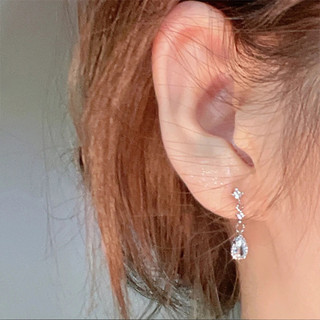 Bông Tai Thả Zircon Màu Xanh Cho Nữ, Hợp Kim Kẽm Sáng Bóng - Quà Tặng Perfect Dự Tiệc