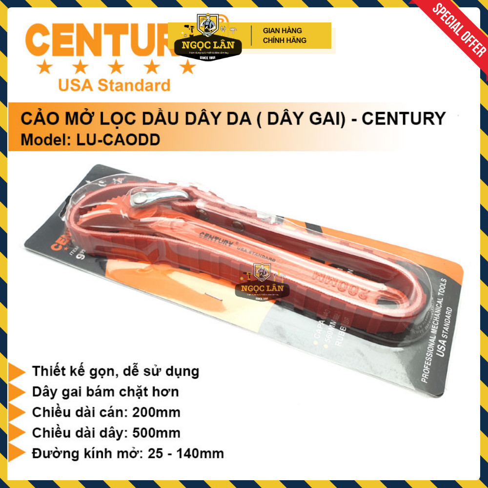 [Chính hãng[ Cảo dây da, cảo mở lọc dầu (nhớt) Century 9" đường kính điều chỉnh từ 25-140mm cao cấp