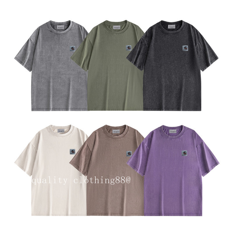 Chất Lượng Cao Chất Lượng Cao Phong Cách Mới Giặt Thẻ Đau Khổ Áo Thun Ngắn Tay Cổ Tròn Tay Ngắn Áo Thun Top