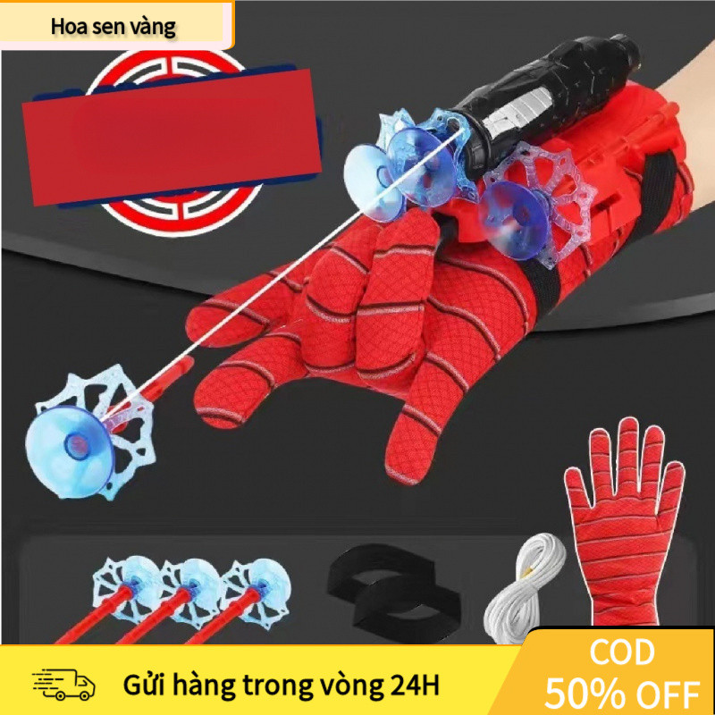 【24H】Găng tay đồ chơi Người Nhện bắn tơ dây dài 5m có giác hút – quà tặng siêu nhân nhện cho bé trai mê Marvel