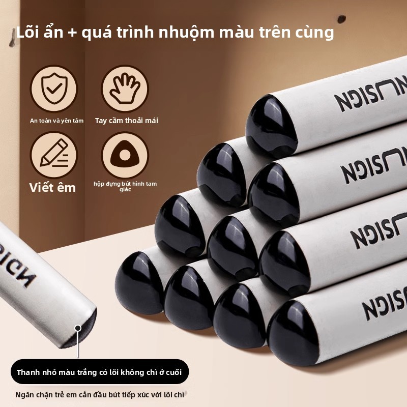 Bút Chì 2B Cho Trẻ Em Gỗ Đen Màu Xám Dành Cho Trường Mầm Non & Học Sinh Lớp 1-2