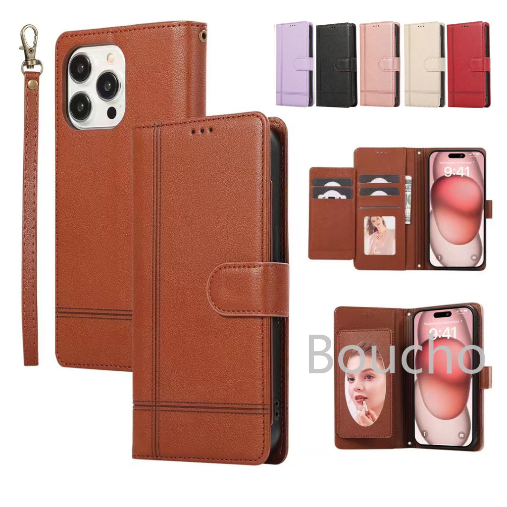 Dành Cho OPPO Reno 11 12 13 14 Pro 11F 11A 12F 12FS 13F 13FS 14F F27 5G 4G Ví PU Thời Trang Flip Cover Vỏ Điện Thoại Da Sang Trọng Có Khe Cắm Thẻ