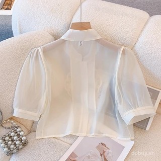 Áo Barong Hiện Đại Phối Thêu Cổ Voan, Phong Cách Châu Á - Anti-Sun Summer Jacket